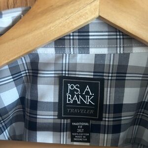 Jos. A. Bank Navy and White Plaid Shirt
